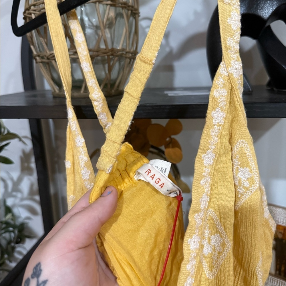 RAGA Sunlit Yellow Maxi Dress with White Accents size large - Picture 6 of 12